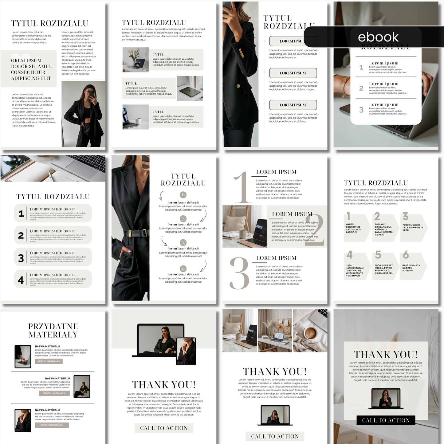 65 Szablonów Workbooka i E-booka | Beige Aesthetic