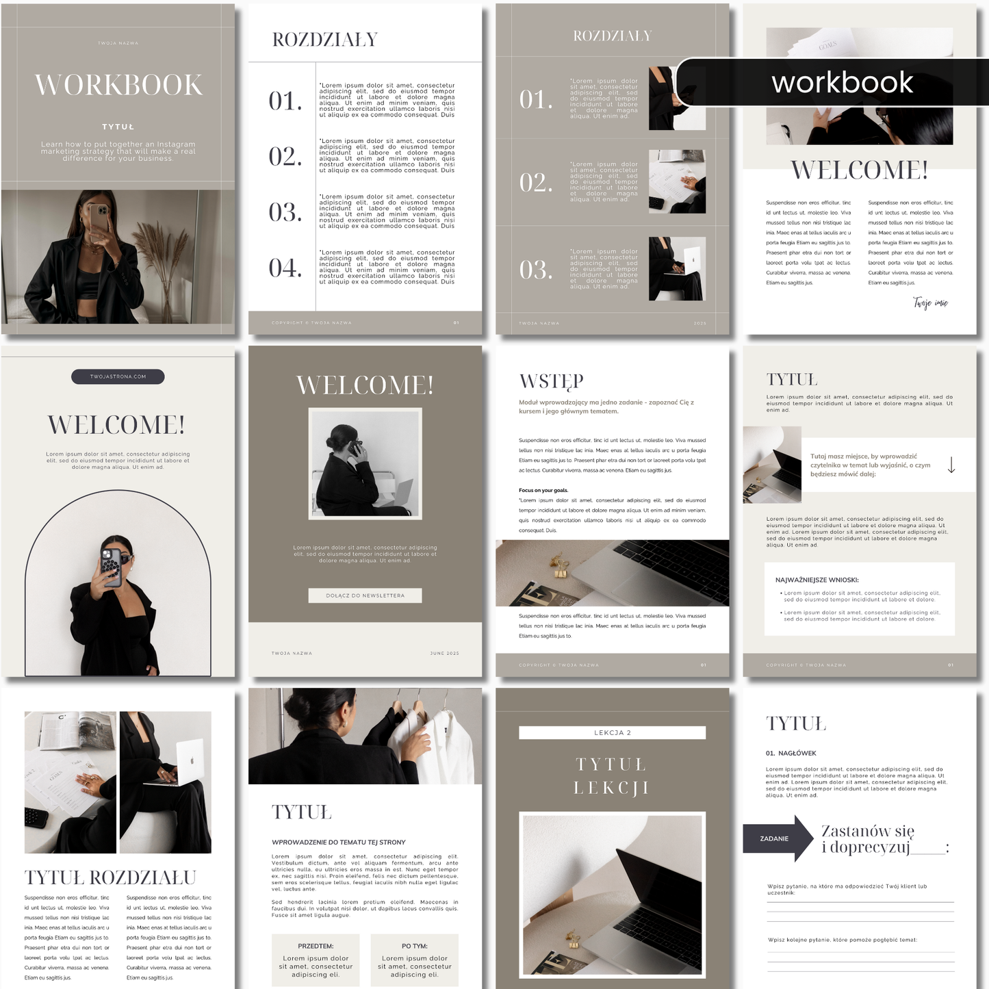 65 Szablonów Workbooka i E-booka | Beige Aesthetic