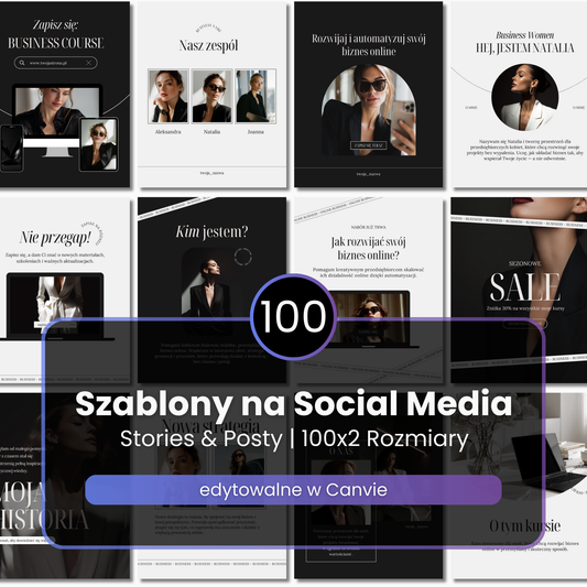 100 Szablonów na social media #104 | Posty & Stories | Ava Collection Black