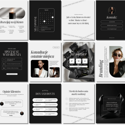 100 Szablonów na social media #104 | Posty & Stories | Ava Collection Black