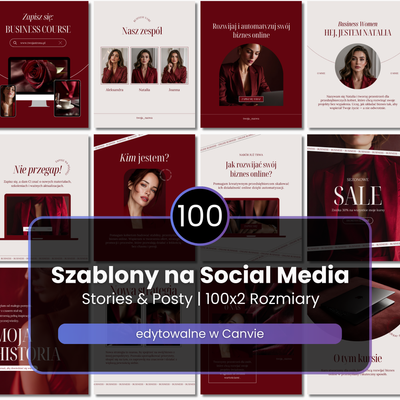 100 Szablonów na social media #105 | Posty & Stories | Ava Collection Red