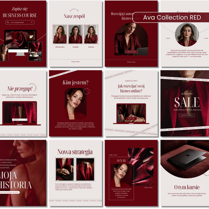 100 Szablonów na social media #105 | Posty & Stories | Ava Collection Red