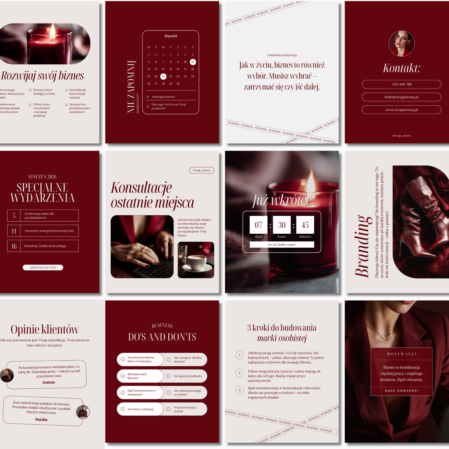 100 Szablonów na social media #105 | Posty & Stories | Ava Collection Red