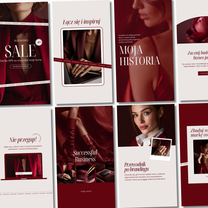 100 Szablonów na social media #105 | Posty & Stories | Ava Collection Red