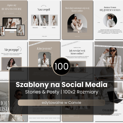 100 Szablonów na social media #110 | Posty & Stories | Ava Collection Beige