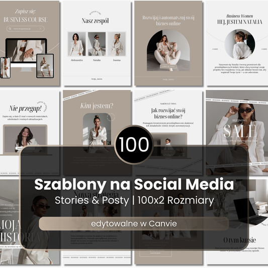 100 Szablonów na social media #110 | Posty & Stories | Ava Collection Beige