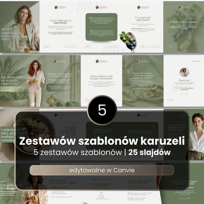 5 Zestawów Szablonów Karuzeli na Social Media | #106 Dietetyka Soft Olive