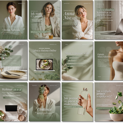 60 Szablonów na Social Media #107 | Posty & Stories | Dietetyka Soft Olive