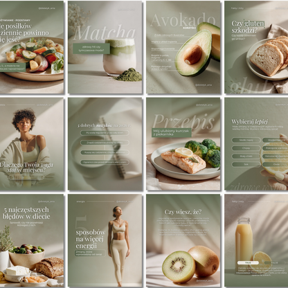 60 Szablonów na Social Media #107 | Posty & Stories | Dietetyka Soft Olive