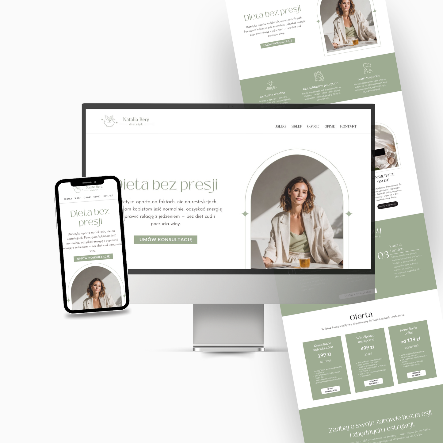 Szablon Strony Internetowej w Canvie #108 | Dietetyka Soft Olive