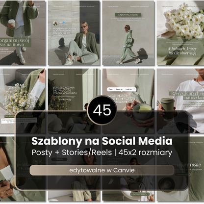 45 Szablonów na Social Media #111 | Posty & Stories | Green Harmony