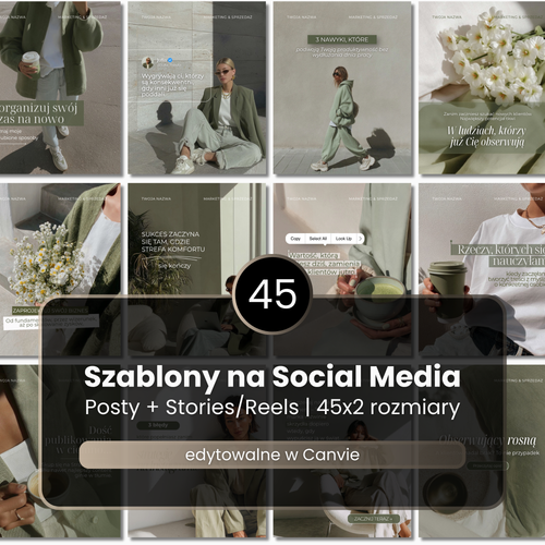 45 Szablonów na Social Media #111 | Posty & Stories | Green Harmony