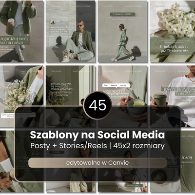 45 Szablonów na Social Media #111 | Posty & Stories | Green Harmony