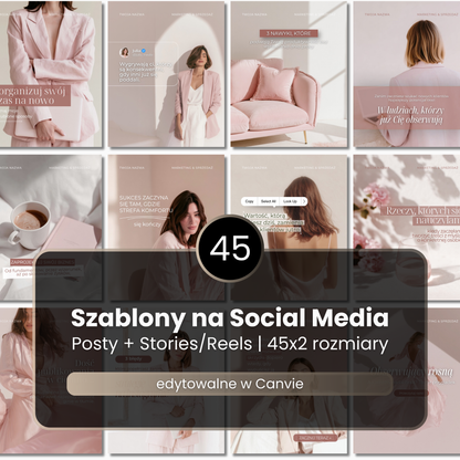 45 Szablonów na Social Media #112 | Posty & Stories | Pink Harmony