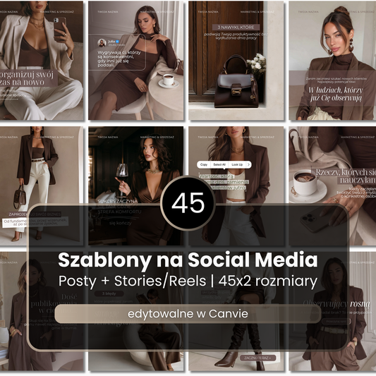 45 Szablonów na Social Media #113 | Posty & Stories | Brown Harmony