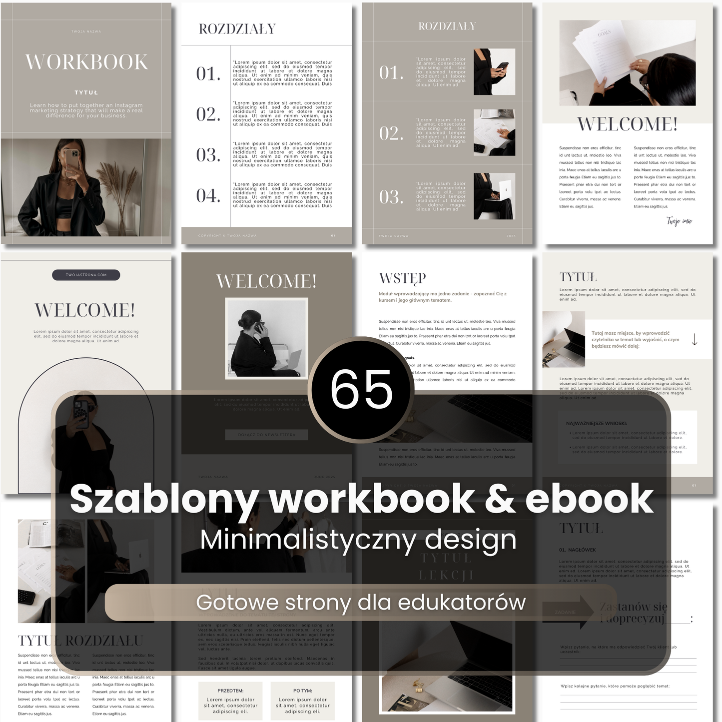 65 Szablonów Workbooka i E-booka | Beige Aesthetic